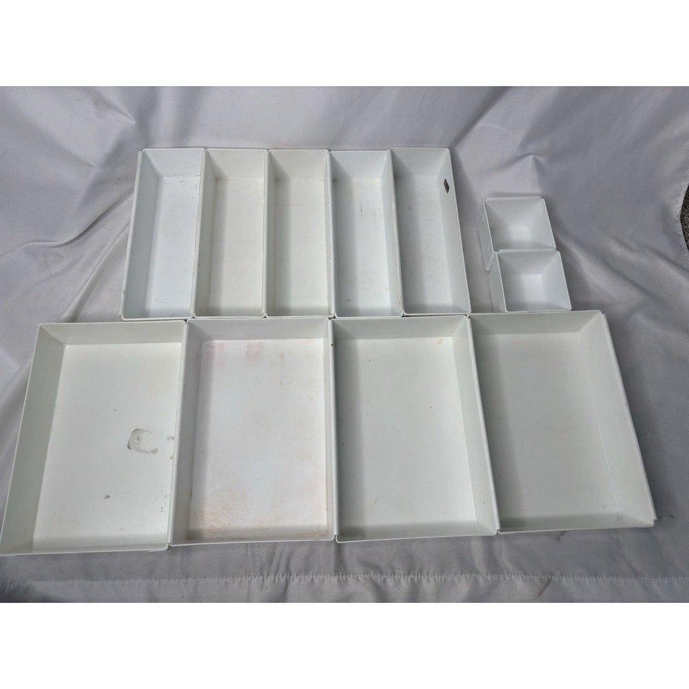 Vtg Rubbermaid Drawer Organizers Lot Of 11 White Interlocking 2910 2915 2916